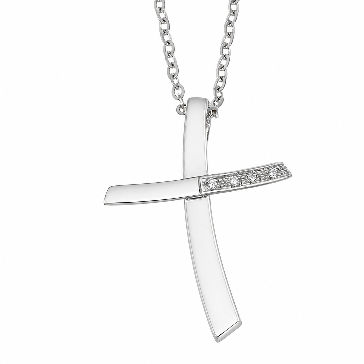 Collana con ciondolo - 18 carati Oro bianco - 0.04ct. tw. Diamante (Naturale) - Made in Italy - Handmade