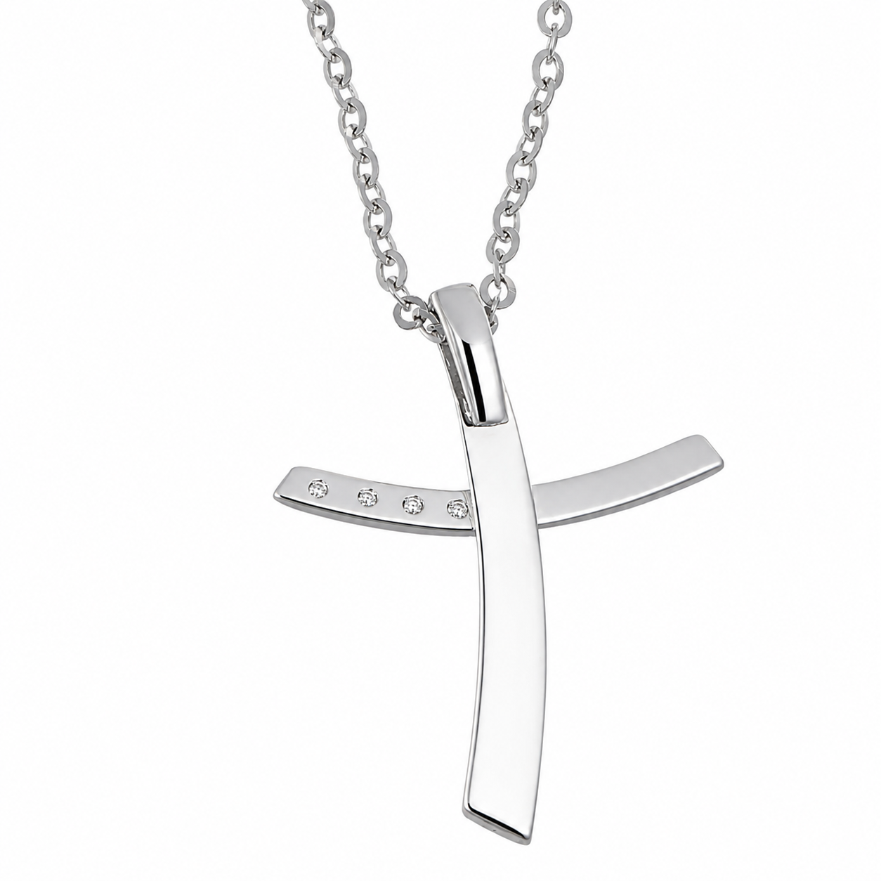 Collana con ciondolo - 18 carati Oro bianco - 0.04ct. tw. Diamante (Naturale) - Made in Italy - Handmade