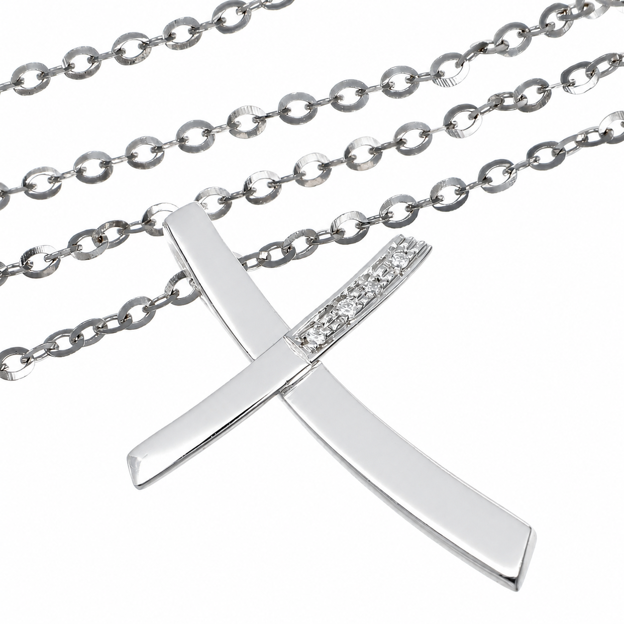 Collana con ciondolo - 18 carati Oro bianco - 0.04ct. tw. Diamante (Naturale) - Made in Italy - Handmade