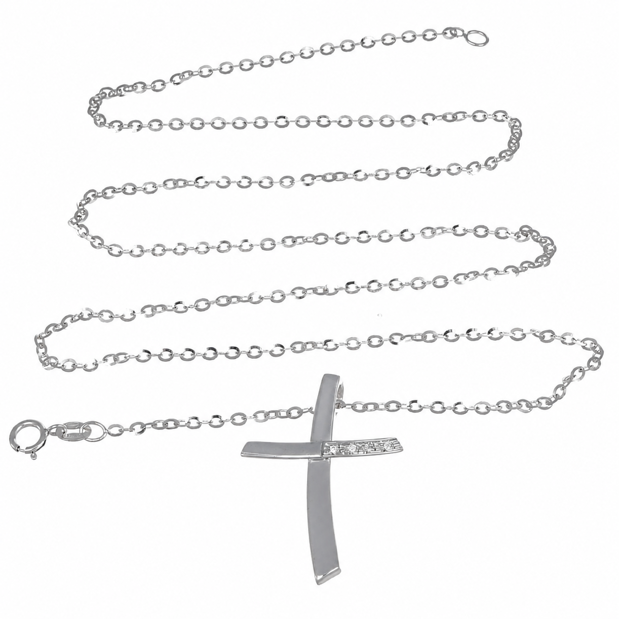 Collana con ciondolo - 18 carati Oro bianco - 0.04ct. tw. Diamante (Naturale) - Made in Italy - Handmade