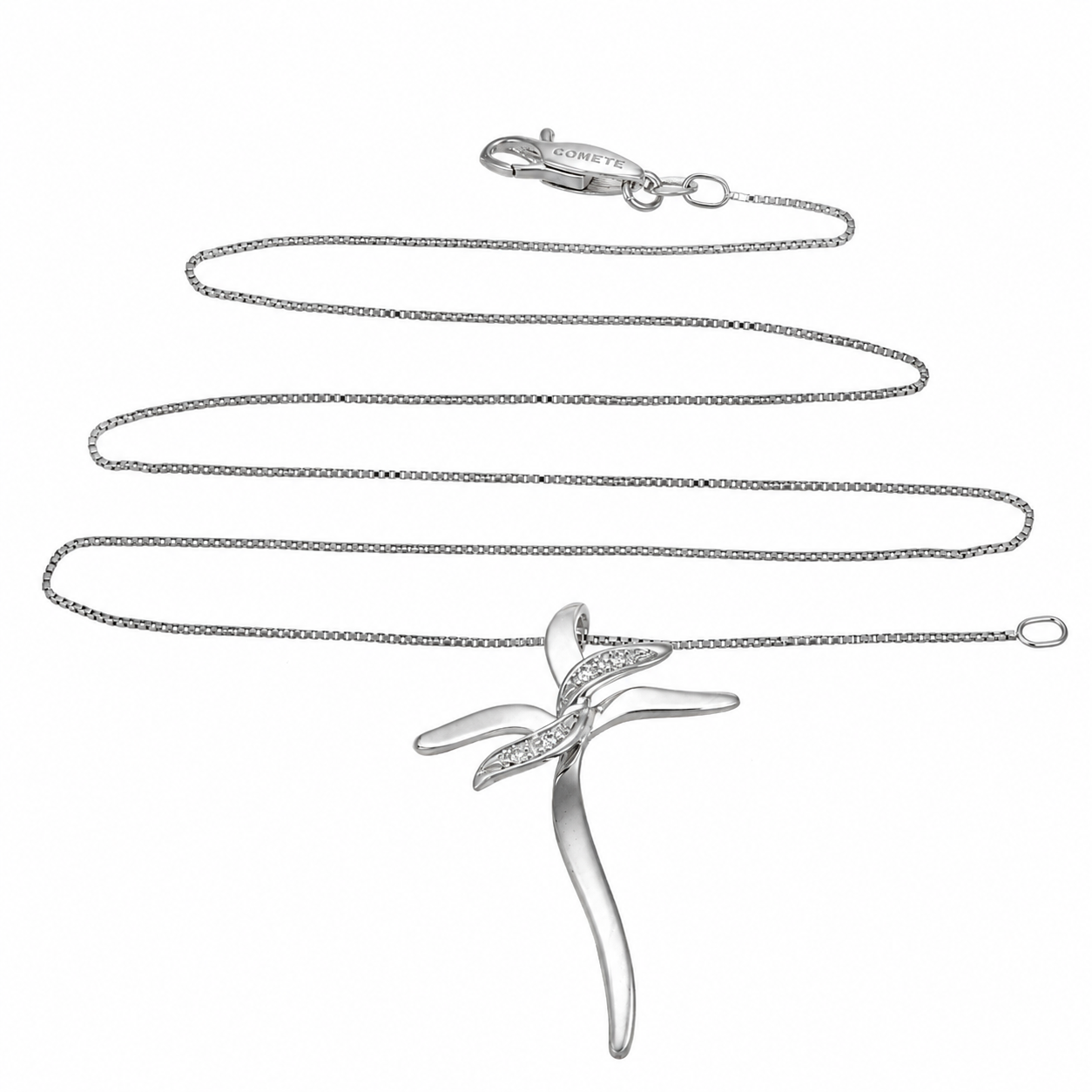 Collana con ciondolo - 18 carati Oro bianco - 0.08ct. tw. Diamante (Naturale) - Made in Italy - Handmade