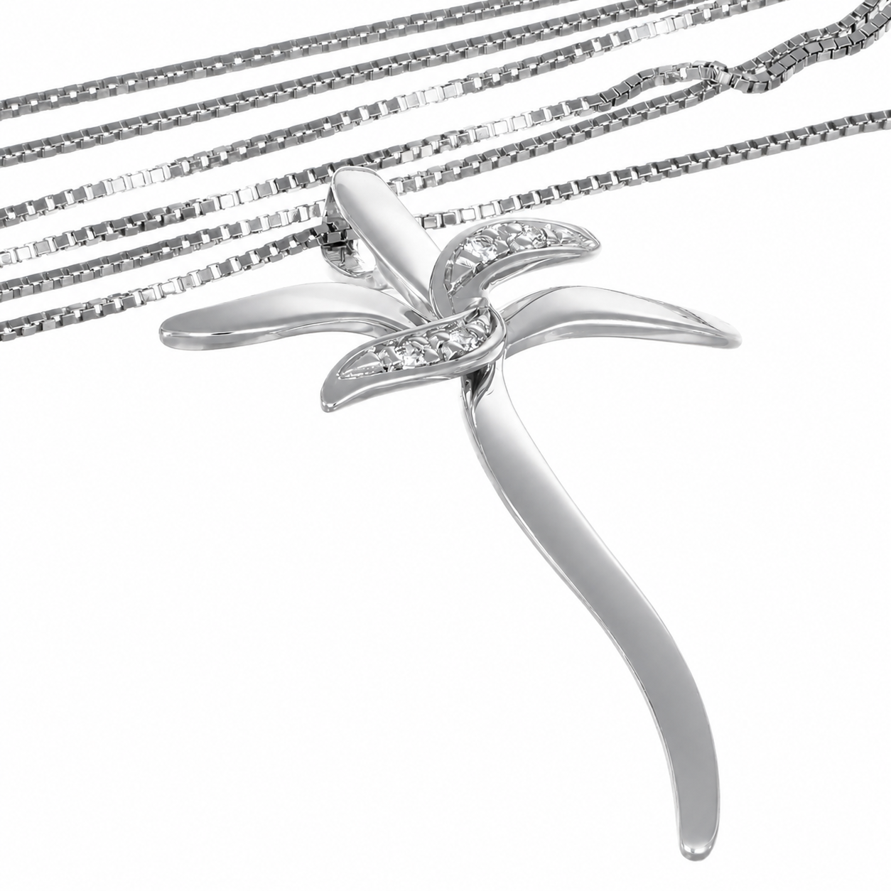 Collana con ciondolo - 18 carati Oro bianco - 0.08ct. tw. Diamante (Naturale) - Made in Italy - Handmade