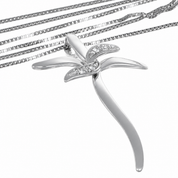 Collana con ciondolo - 18 carati Oro bianco - 0.08ct. tw. Diamante (Naturale) - Made in Italy - Handmade
