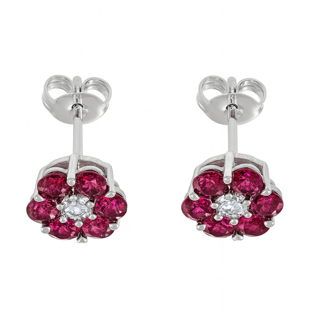 Orecchini - 18 carati Oro bianco - 2.26ct. tw. Rubino - Diamante