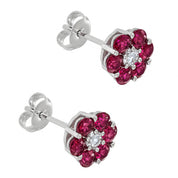 Orecchini - 18 carati Oro bianco - 2.26ct. tw. Rubino - Diamante