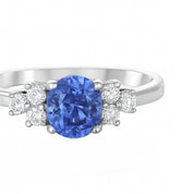 Anello - 18 carati Oro bianco - 2.07ct. tw. Zaffiro - Diamante