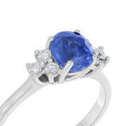 Anello - 18 carati Oro bianco - 2.07ct. tw. Zaffiro - Diamante