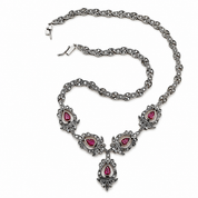 Collana - 18 carati Argento, Oro bianco - 10.13ct. tw. Rubino - Diamante