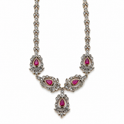 Collana - 18 carati Argento, Oro bianco - 10.13ct. tw. Rubino - Diamante