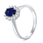 Anello - 18 carati Oro bianco - 1.15ct. tw. Zaffiro - Diamante