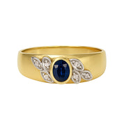 Anello - 18 carati Oro bianco, Oro giallo - 0.41ct. tw. Zaffiro - Diamante