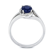 Anello - 18 carati Oro bianco - 1.16ct. tw. Zaffiro - Diamante