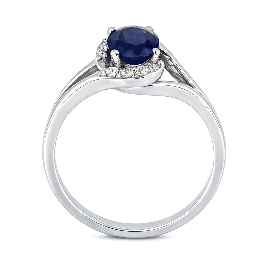 Anello - 18 carati Oro bianco - 1.16ct. tw. Zaffiro - Diamante