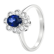 Anello - 18 carati Oro bianco - 1.06ct. tw. Zaffiro - Diamante