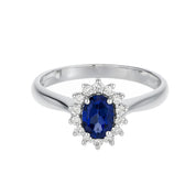 Anello - 18 carati Oro bianco - 1.15ct. tw. Zaffiro - Diamante