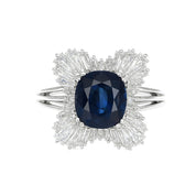 Anello - 18 carati Oro bianco - 4.05ct. tw. Zaffiro - Diamante