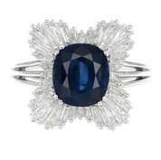 Anello - 18 carati Oro bianco - 4.05ct. tw. Zaffiro - Diamante