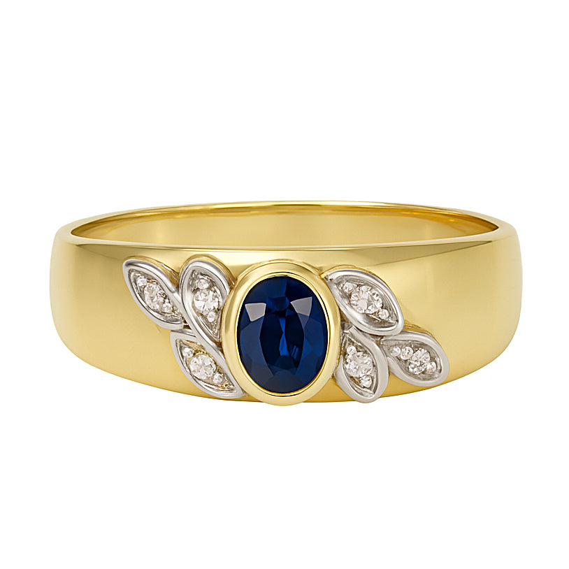 Anello - 18 carati Oro bianco, Oro giallo - 0.41ct. tw. Zaffiro - Diamante