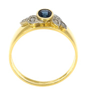 Anello - 18 carati Oro bianco, Oro giallo - 0.41ct. tw. Zaffiro - Diamante