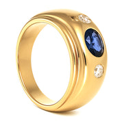 Anello - 18 carati Oro giallo - 0.19ct. tw. Zaffiro - Diamante