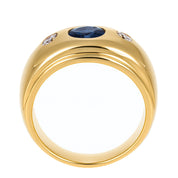 Anello - 18 carati Oro giallo - 0.19ct. tw. Zaffiro - Diamante