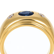 Anello - 18 carati Oro giallo - 0.19ct. tw. Zaffiro - Diamante