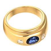 Anello - 18 carati Oro giallo - 0.19ct. tw. Zaffiro - Diamante