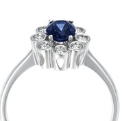 Anello - 18 carati Oro bianco - 1.06ct. tw. Zaffiro - Diamante