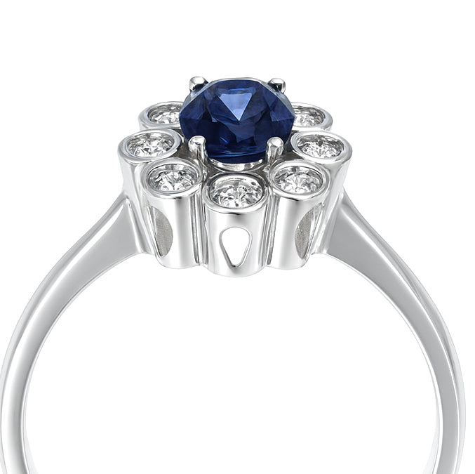 Anello - 18 carati Oro bianco - 1.06ct. tw. Zaffiro - Diamante