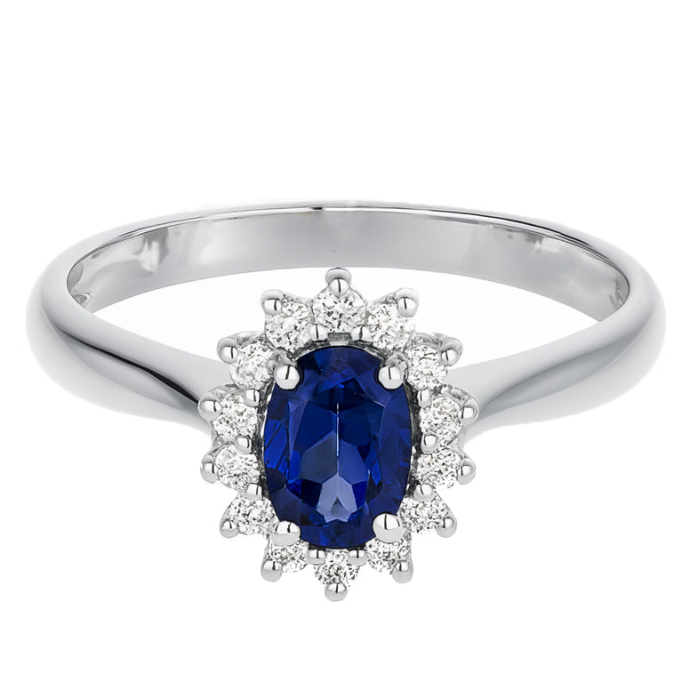 Anello - 18 carati Oro bianco - 1.15ct. tw. Zaffiro - Diamante