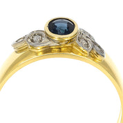 Anello - 18 carati Oro bianco, Oro giallo - 0.41ct. tw. Zaffiro - Diamante