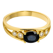 Anello - 18 carati Oro giallo - 0.64ct. tw. Zaffiro - Diamante