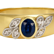 Anello - 18 carati Oro bianco, Oro giallo - 0.41ct. tw. Zaffiro - Diamante