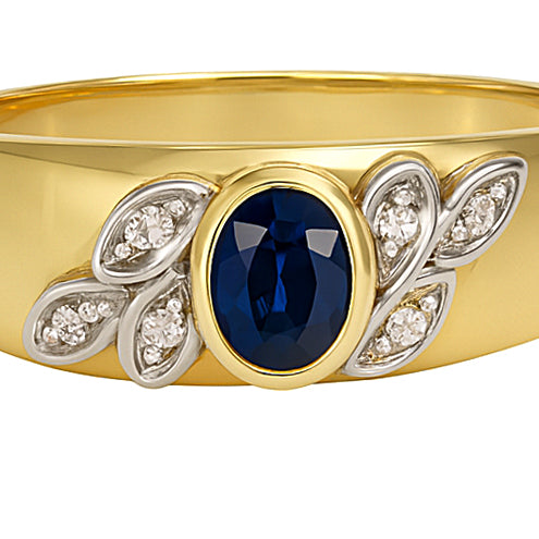 Anello - 18 carati Oro bianco, Oro giallo - 0.41ct. tw. Zaffiro - Diamante