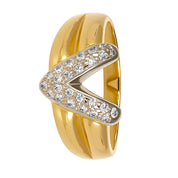 Anello - 18 carati Oro bianco, Oro giallo - 0.13ct. tw. Diamante (Naturale)