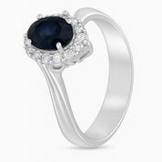 Anello - 18 carati Oro bianco - 1.40ct. tw. Zaffiro - Diamante