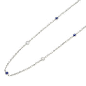 Collana con ciondolo - 18 carati Oro bianco - 0.60ct. tw. Zaffiro - Diamante