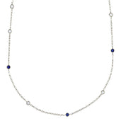 Collana con ciondolo - 18 carati Oro bianco - 0.60ct. tw. Zaffiro - Diamante