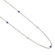 Collana con ciondolo - 18 carati Oro bianco - 0.60ct. tw. Zaffiro - Diamante