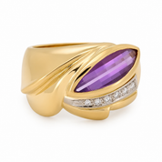 Anello - 18 carati Oro giallo, Oro bianco - 3.06ct. tw. Ametista - Diamante - Made in Italy - Handmade