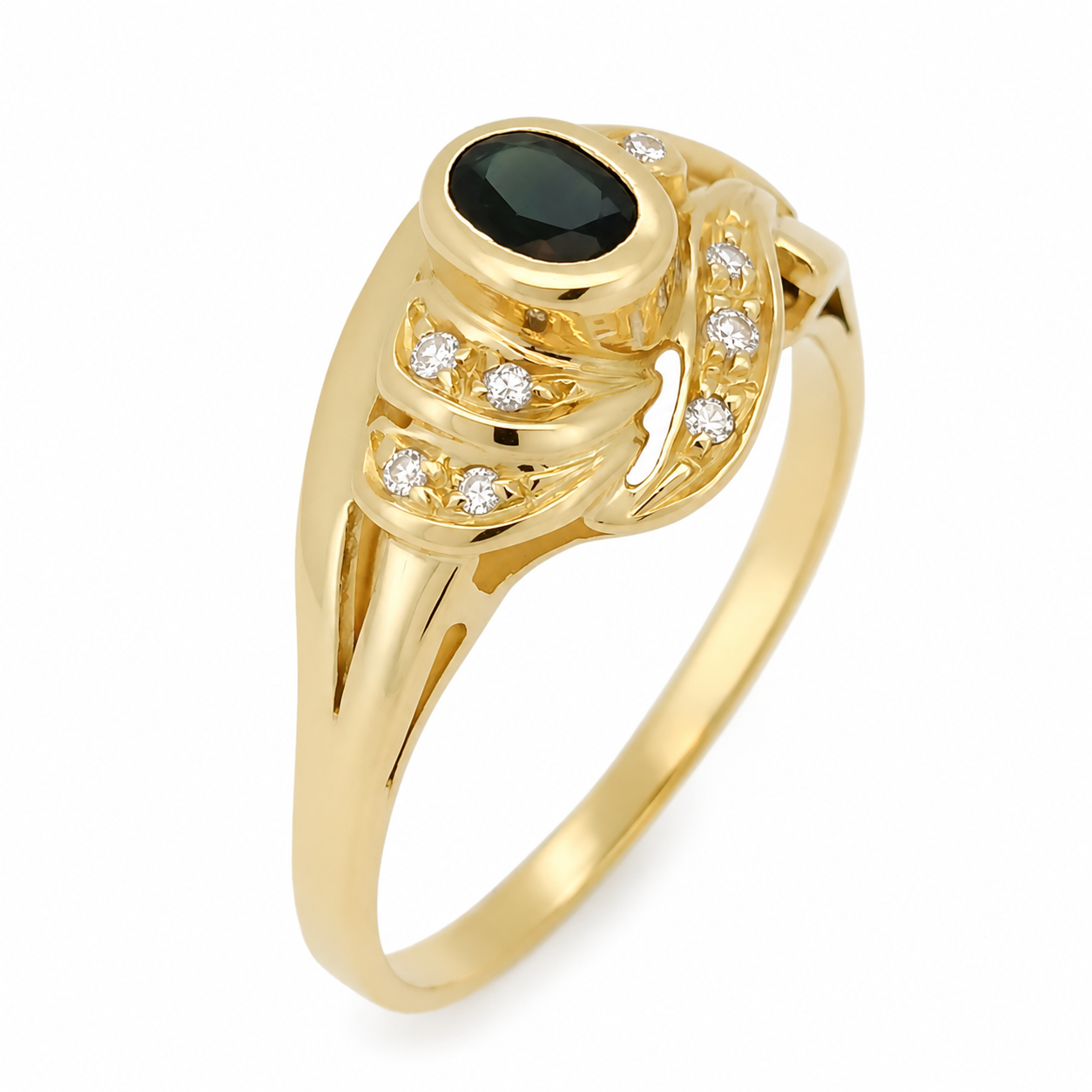 Anello - 18 carati Oro giallo - 0.88ct. tw. Zaffiro - Diamante - Made in Italy - Handmade