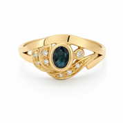 Anello - 18 carati Oro giallo - 0.88ct. tw. Zaffiro - Diamante - Made in Italy - Handmade