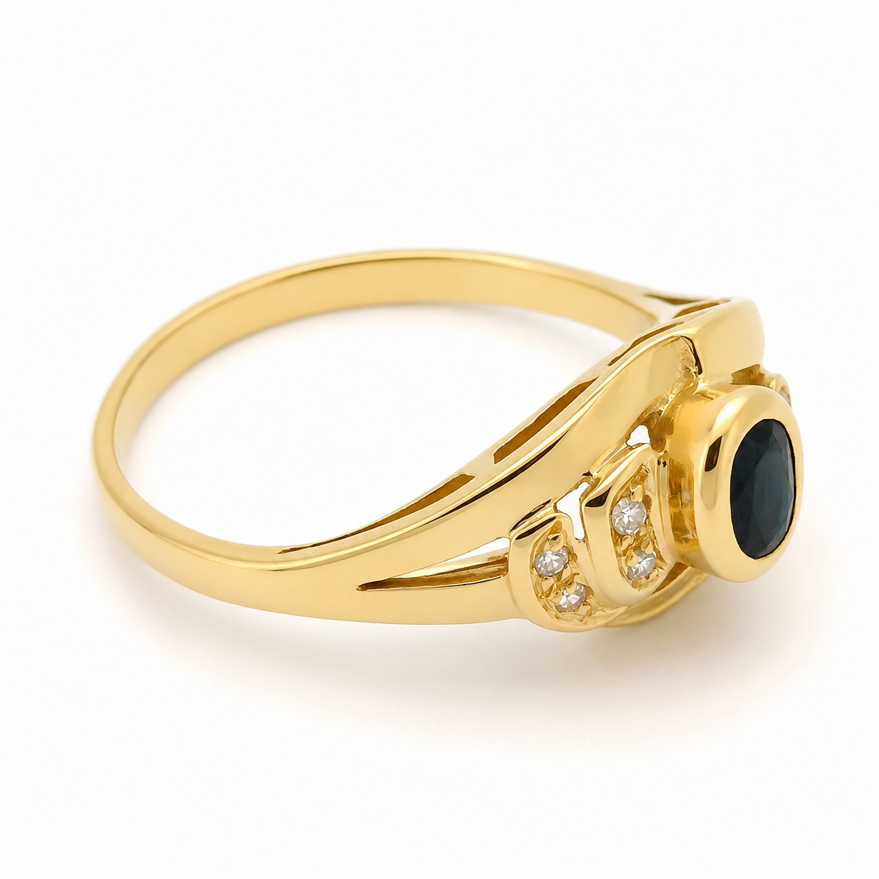 Anello - 18 carati Oro giallo - 0.88ct. tw. Zaffiro - Diamante - Made in Italy - Handmade