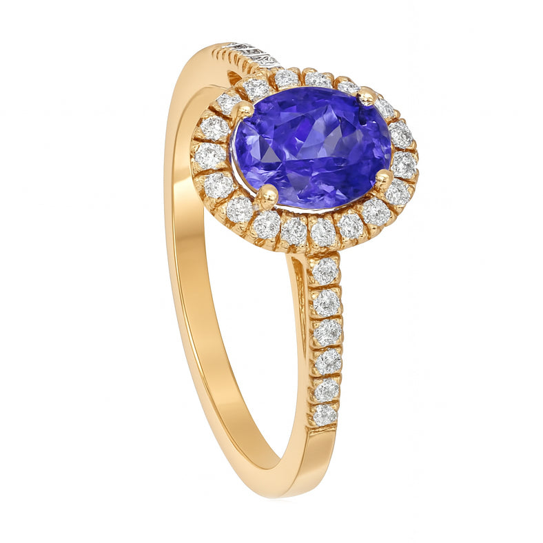 Anello - 18 carati Oro giallo - 1.96ct. tw. Tanzanite - Diamante