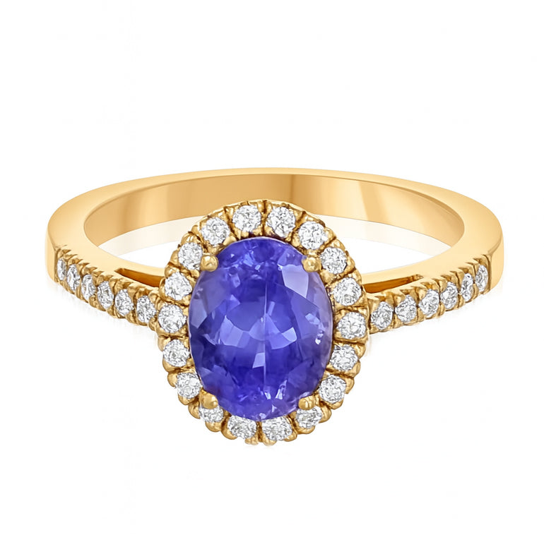 Anello - 18 carati Oro giallo - 1.96ct. tw. Tanzanite - Diamante