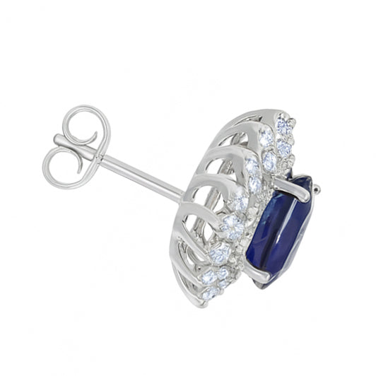 Orecchini - 18 carati Oro bianco - 3.98ct. tw. Zaffiro - Diamante