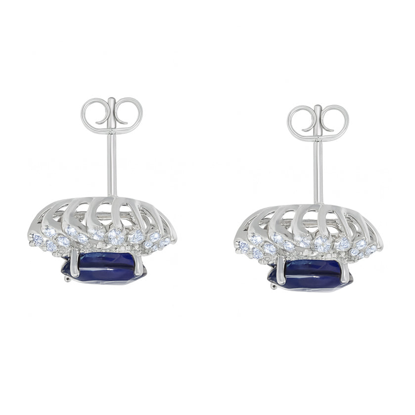 Orecchini - 18 carati Oro bianco - 3.98ct. tw. Zaffiro - Diamante