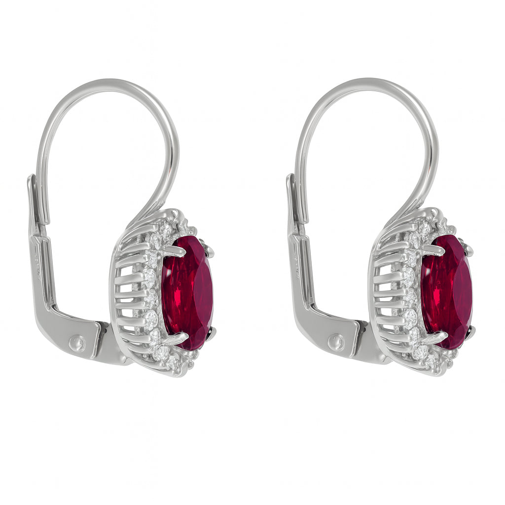 Orecchini - 18 carati Oro bianco - 3.78ct. tw. Rubino - Diamante