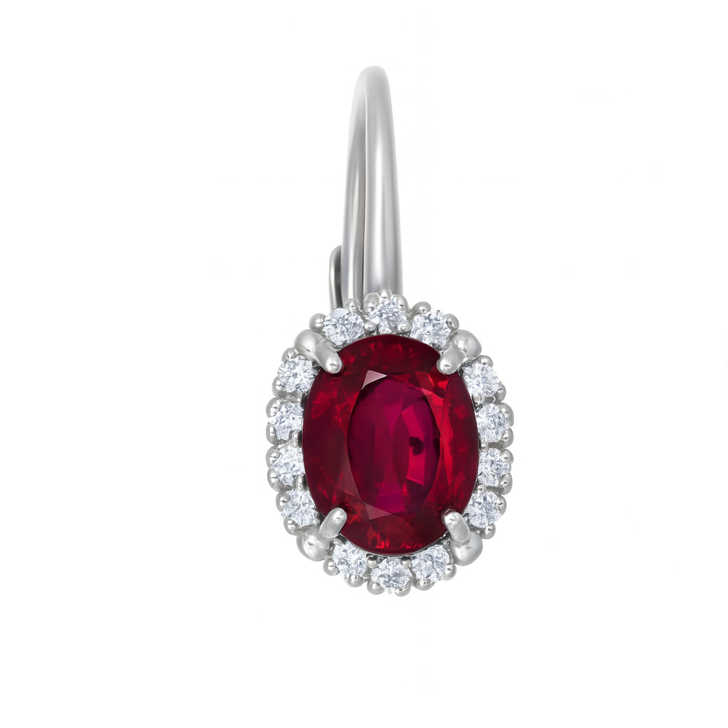 Orecchini - 18 carati Oro bianco - 3.78ct. tw. Rubino - Diamante