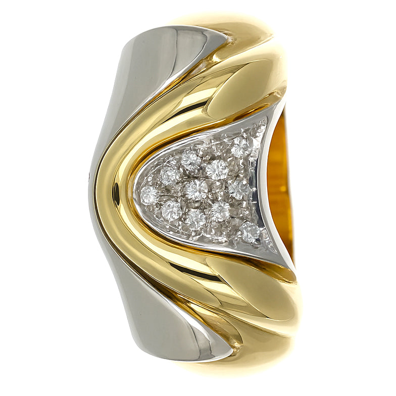 Anello - 18 carati Oro bianco, Oro giallo - 0.11ct. tw. Diamante (Naturale)